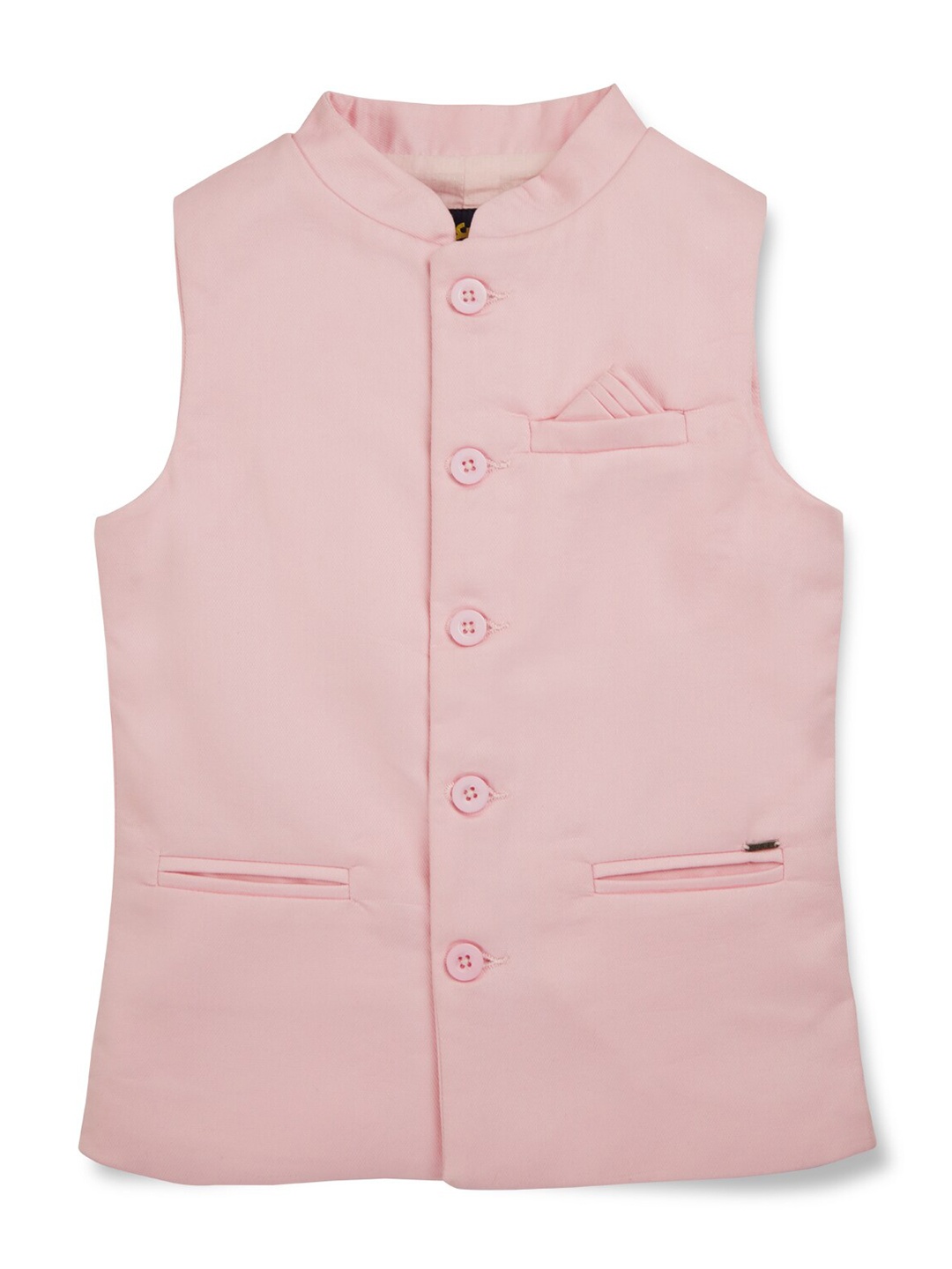 

Gini and Jony Boys Mandarin Collar Cotton Nehru Jacket, Pink