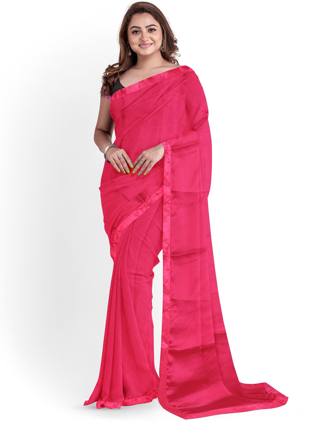 

ARPITA FASHION Woven Design Pure Crepe Muga Saree, Pink