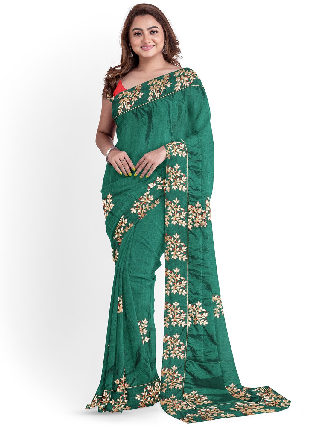 

ARPITA FASHION Ethnic Motifs Embroidered Saree, Green