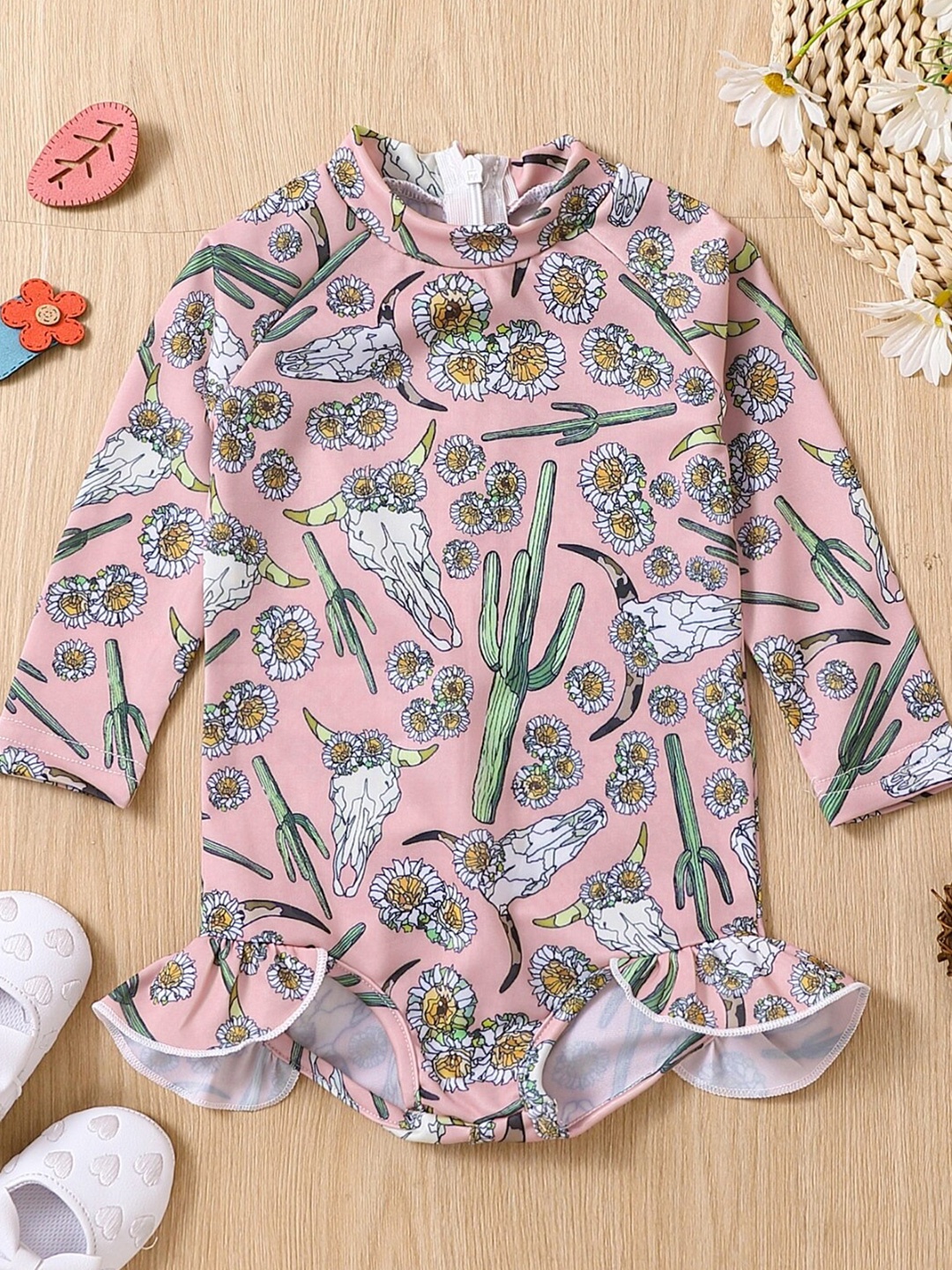 

StyleCast Girls Floral Printed Raglan Sleeves Bodysuit, Pink