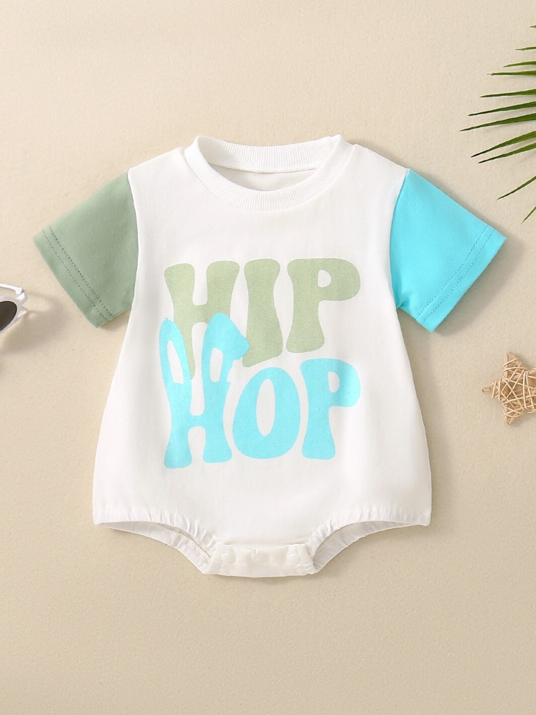 

StyleCast Girls White Typography Printed Bodysuit, Green