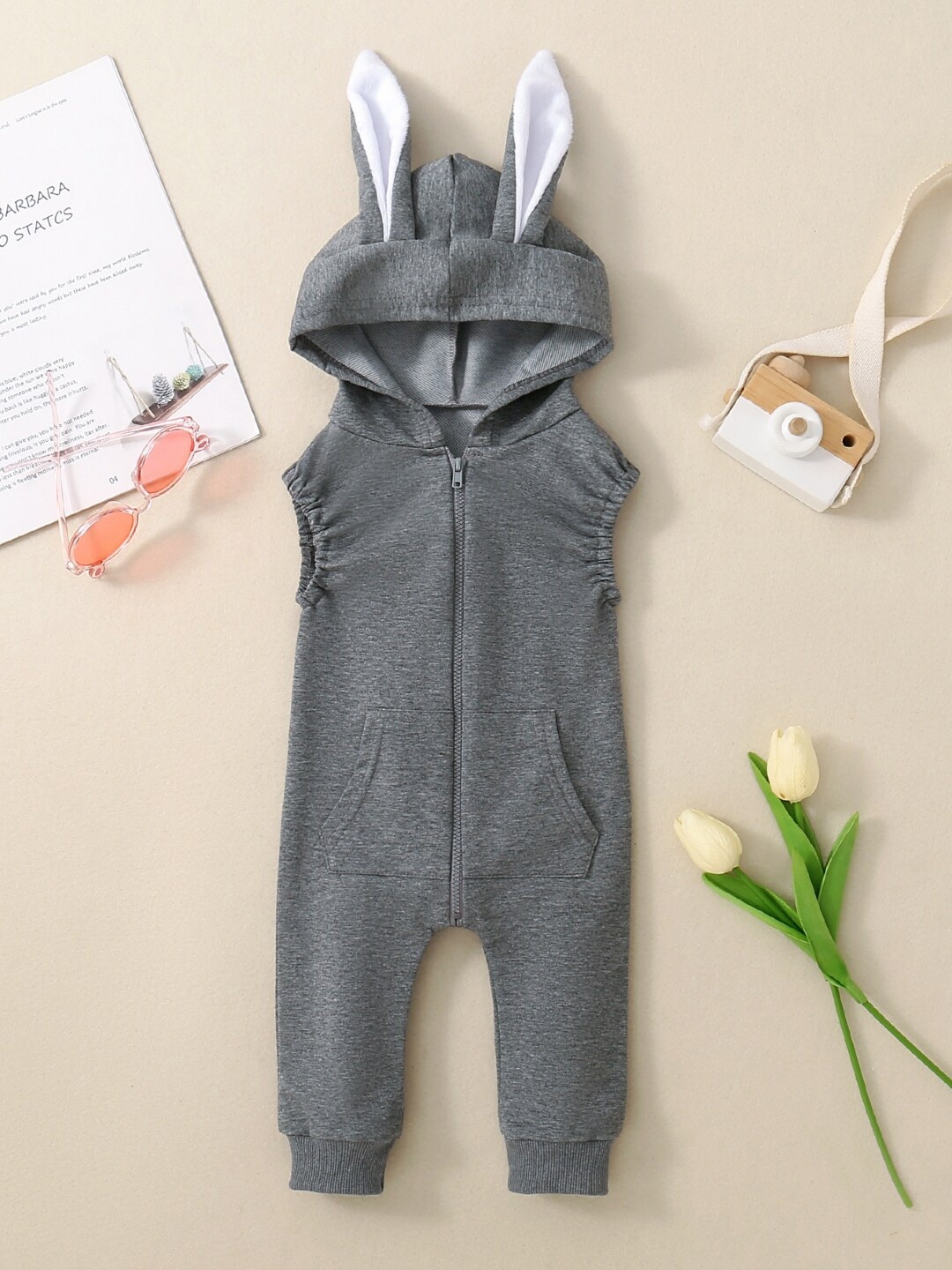 

StyleCast Girls Hooded Cotton Rompers, Grey