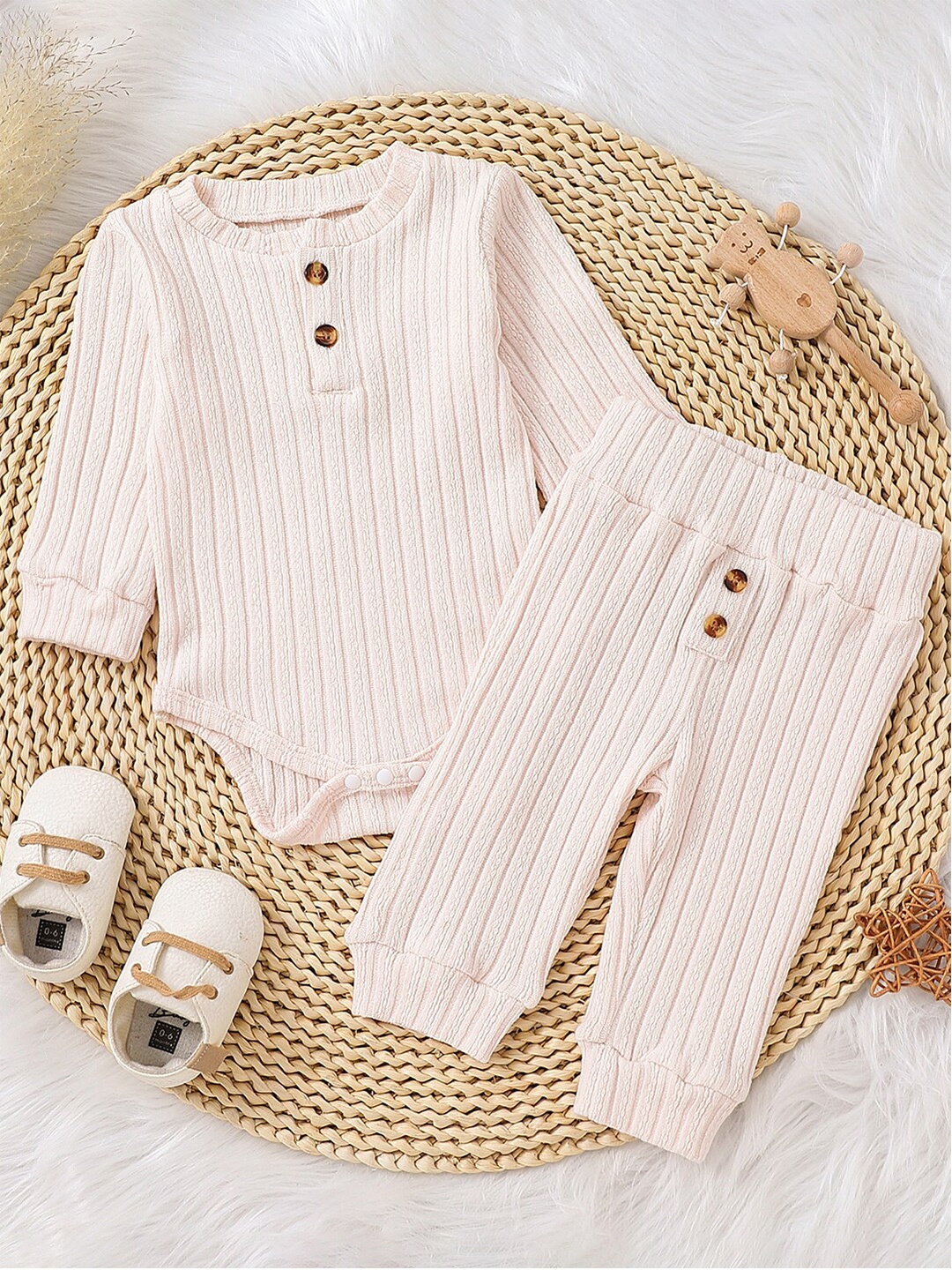 

StyleCast Infants Peach Coloured Striped Leotard With Trousers