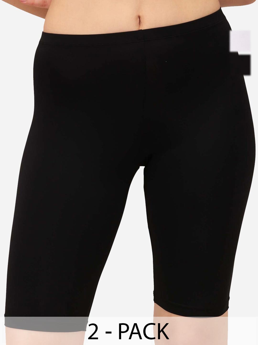 

Soie Women Pack Of 2 Skinny Fit Mid-Rise Cycling Sports Shorts, Black