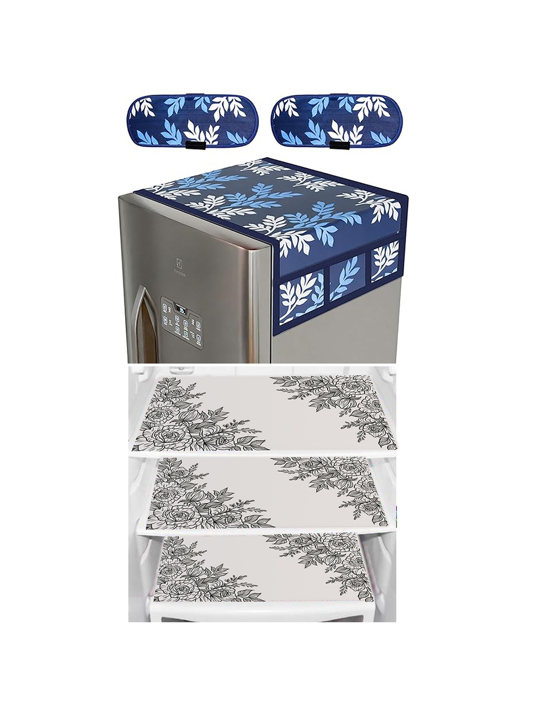 

Dakshya Industries Blue & Black 6-Pcs Printed Fridge Top Cover Handle Covers & Mats