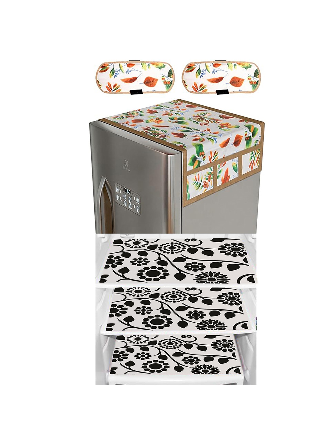 

Dakshya Industries Green & Black 6-Pcs Printed Fridge Top Cover Handle Covers & Mats