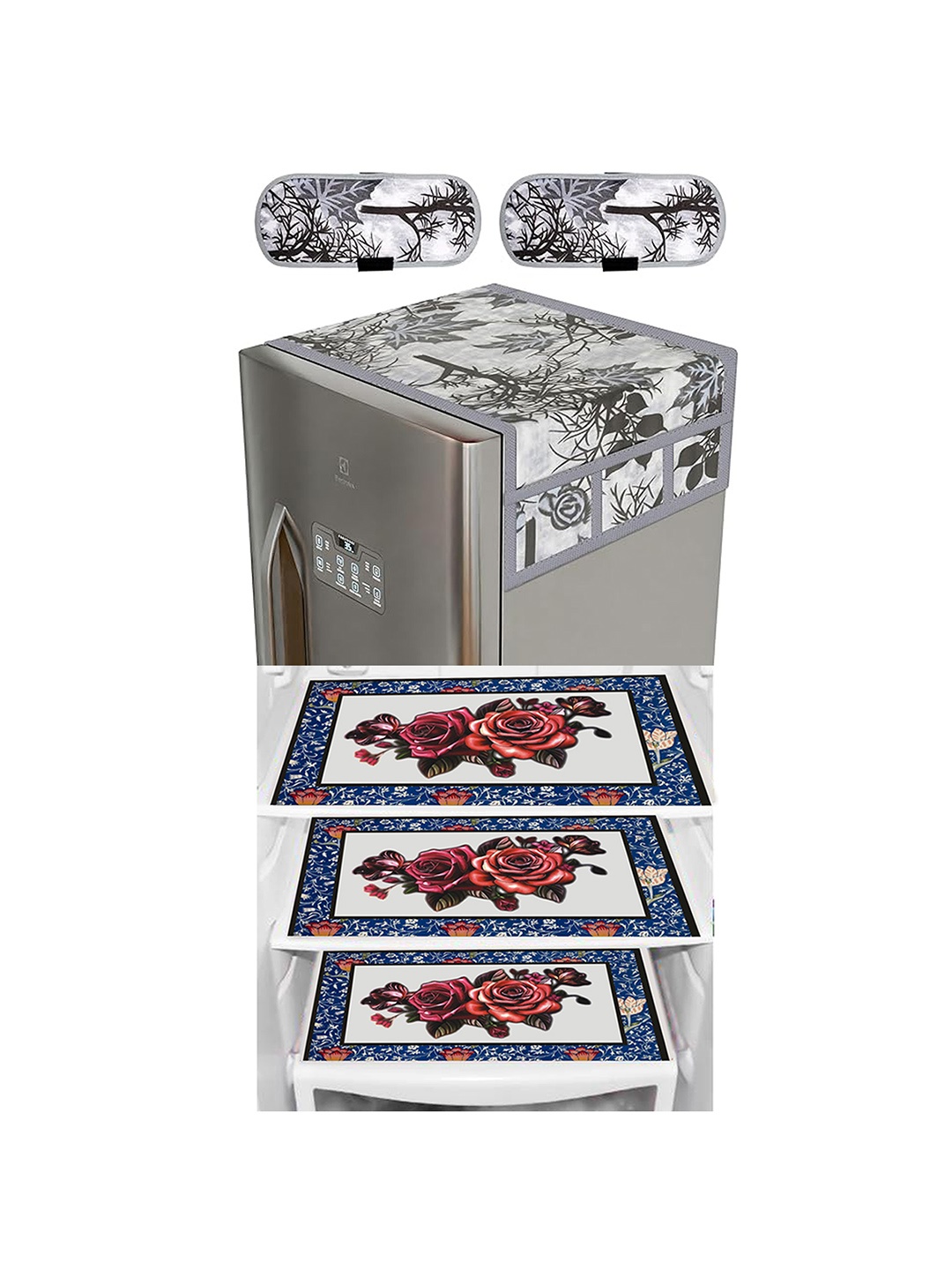 

Dakshya Industries Blue & Black 6-Pcs Printed Fridge Top Cover Handle Covers & Mats