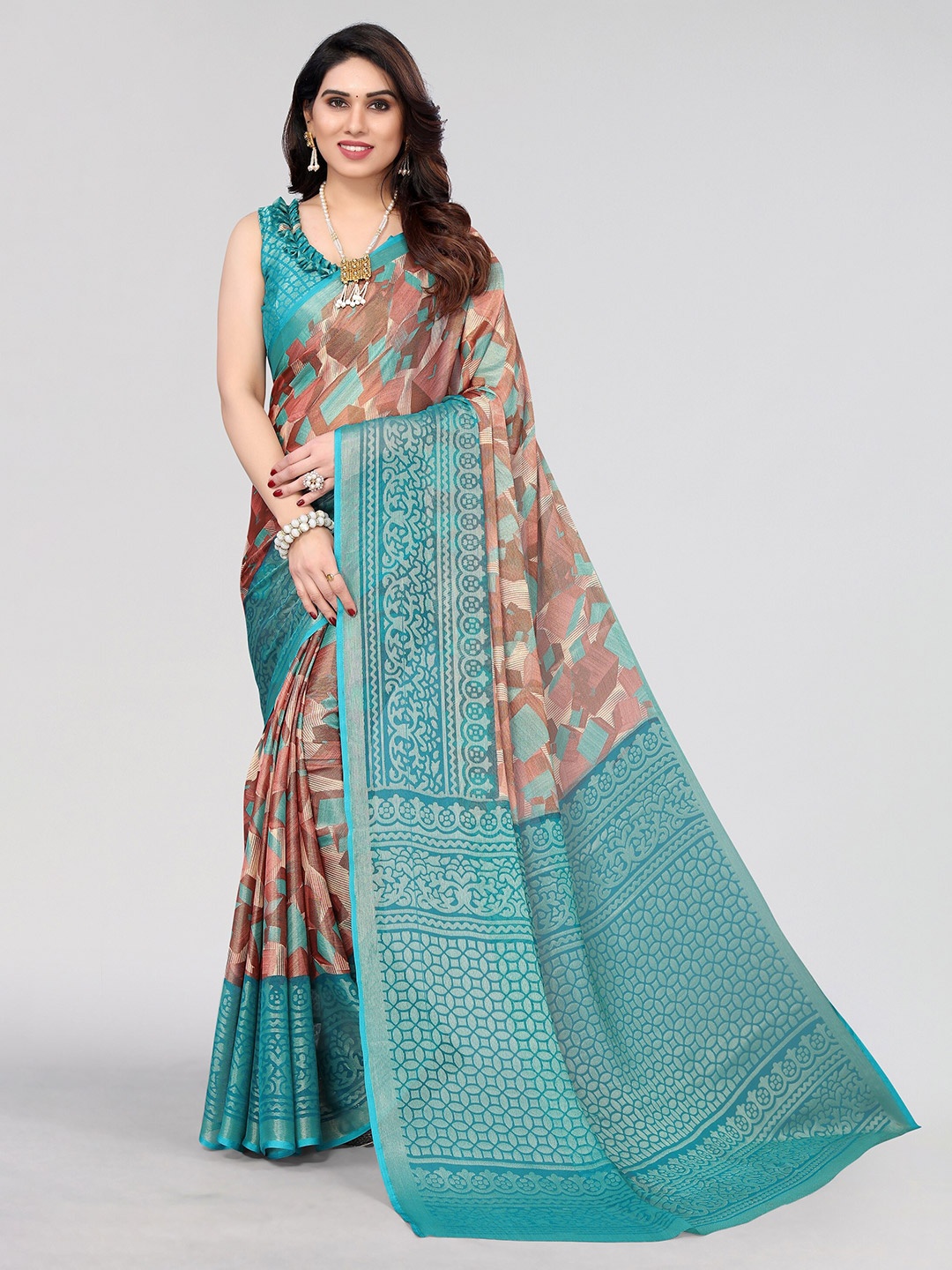 

Vivostav Designer Pure Chiffon Saree, Teal