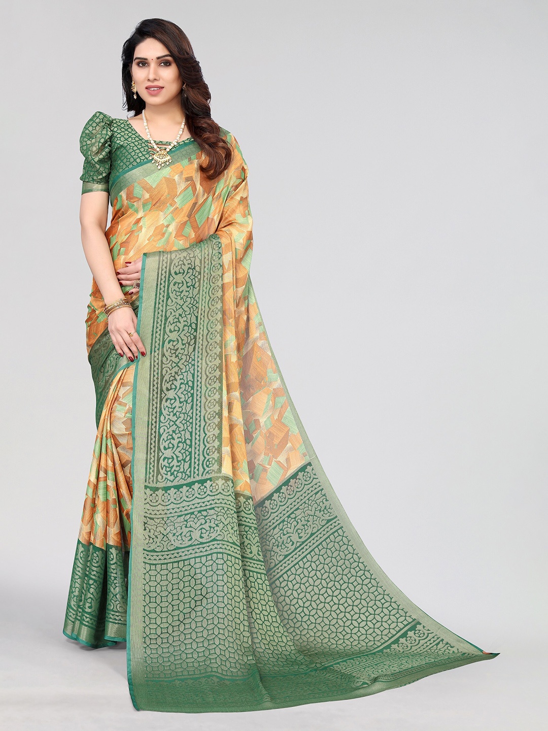 

Vivostav Designer Zari Pure Chiffon Banarasi Saree, Green