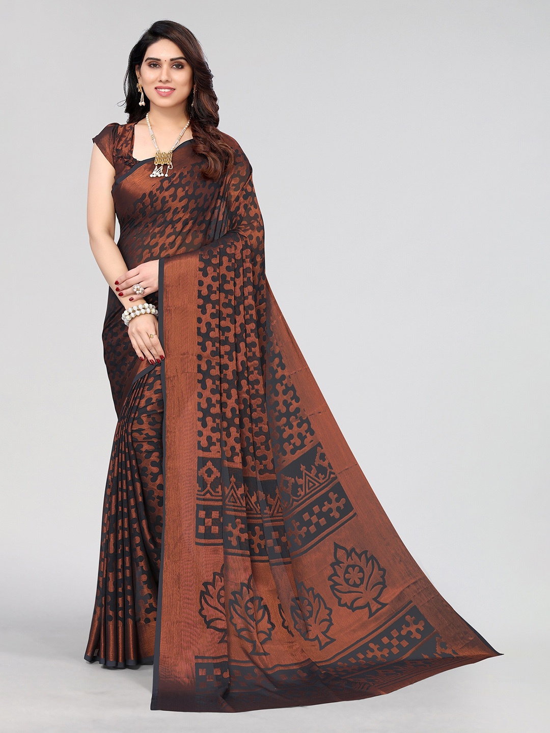 

Vivostav Designer Woven Design Pure Chiffon Banarasi Saree, Grey