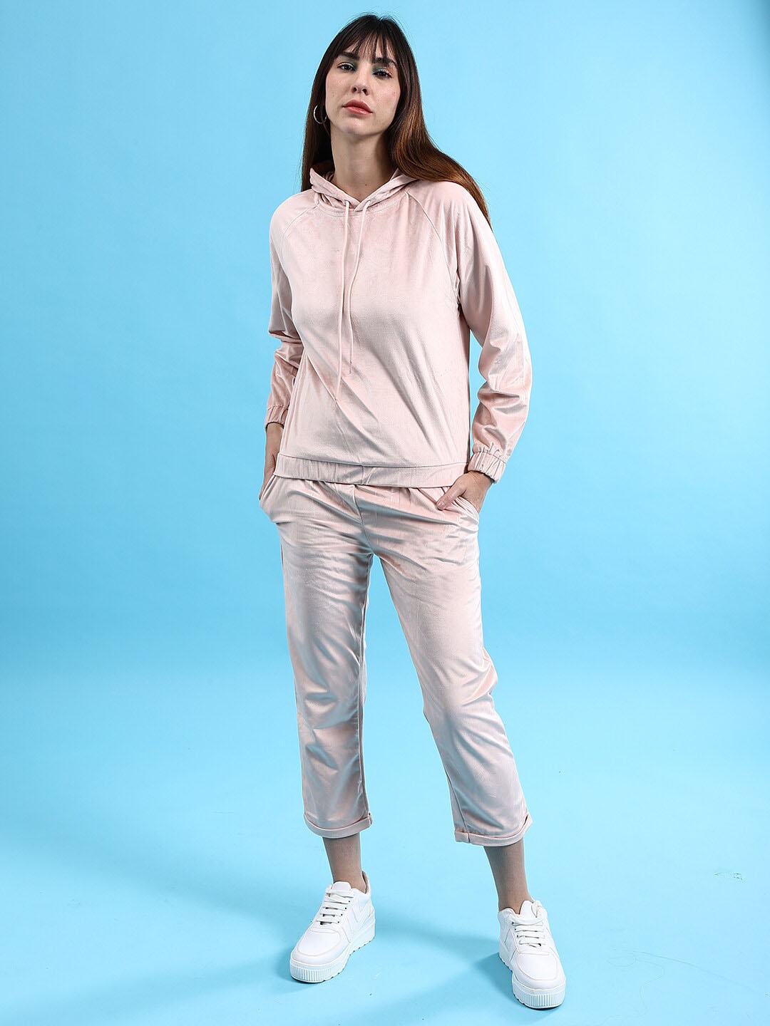 

Freehand by The Indian Garage Co Hooded Sweatshirt With Trouser Co-Ords, Pink
