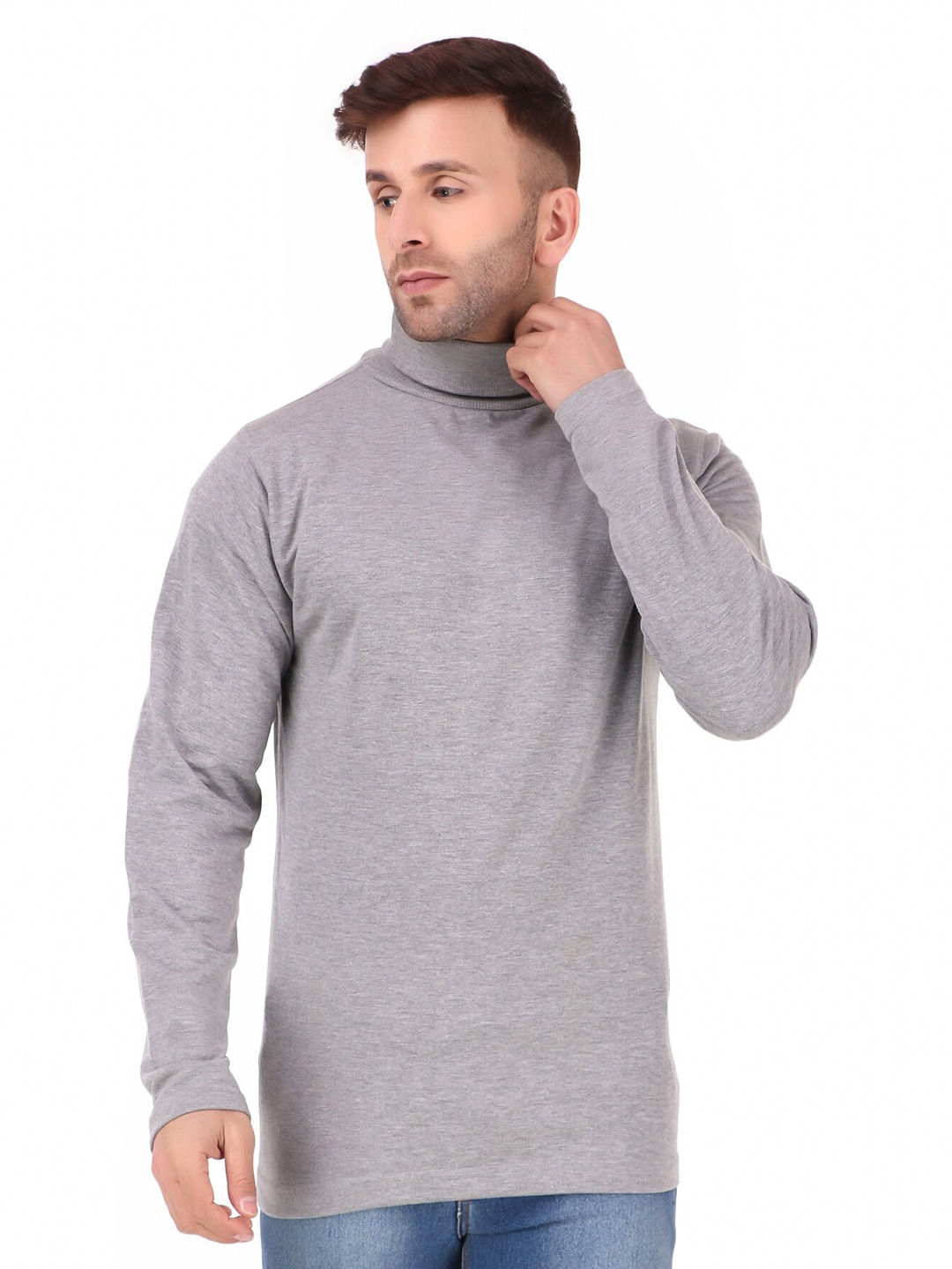

UZARUS High Neck Opaque Regular T-shirt, Grey