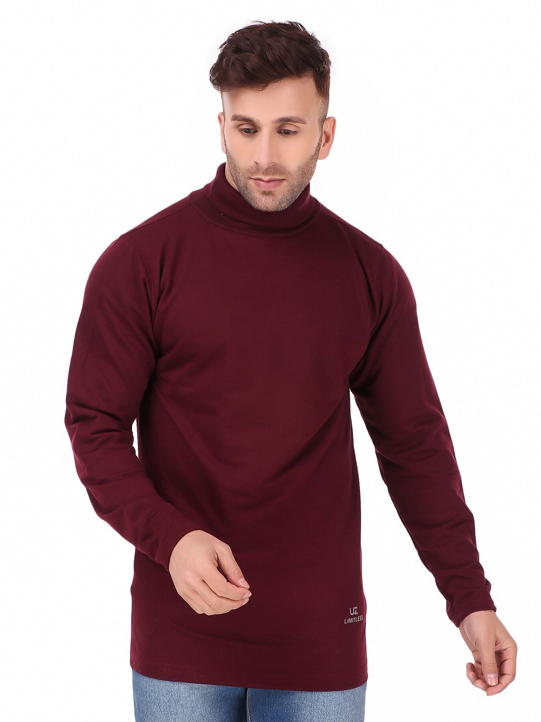 

UZARUS High Neck Opaque Regular T-shirt, Burgundy
