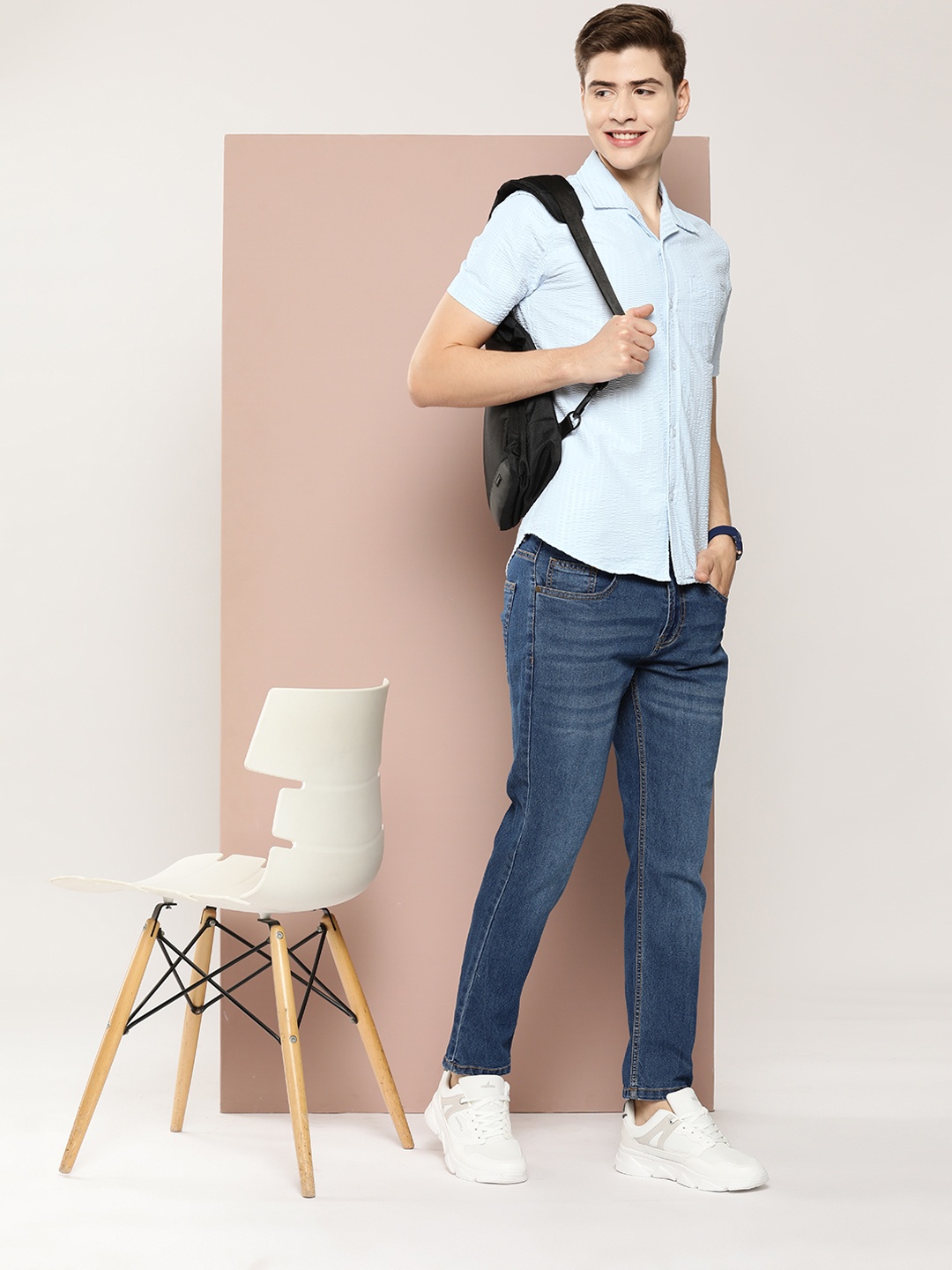 

Harvard Seersucker Casual Shirt, Blue