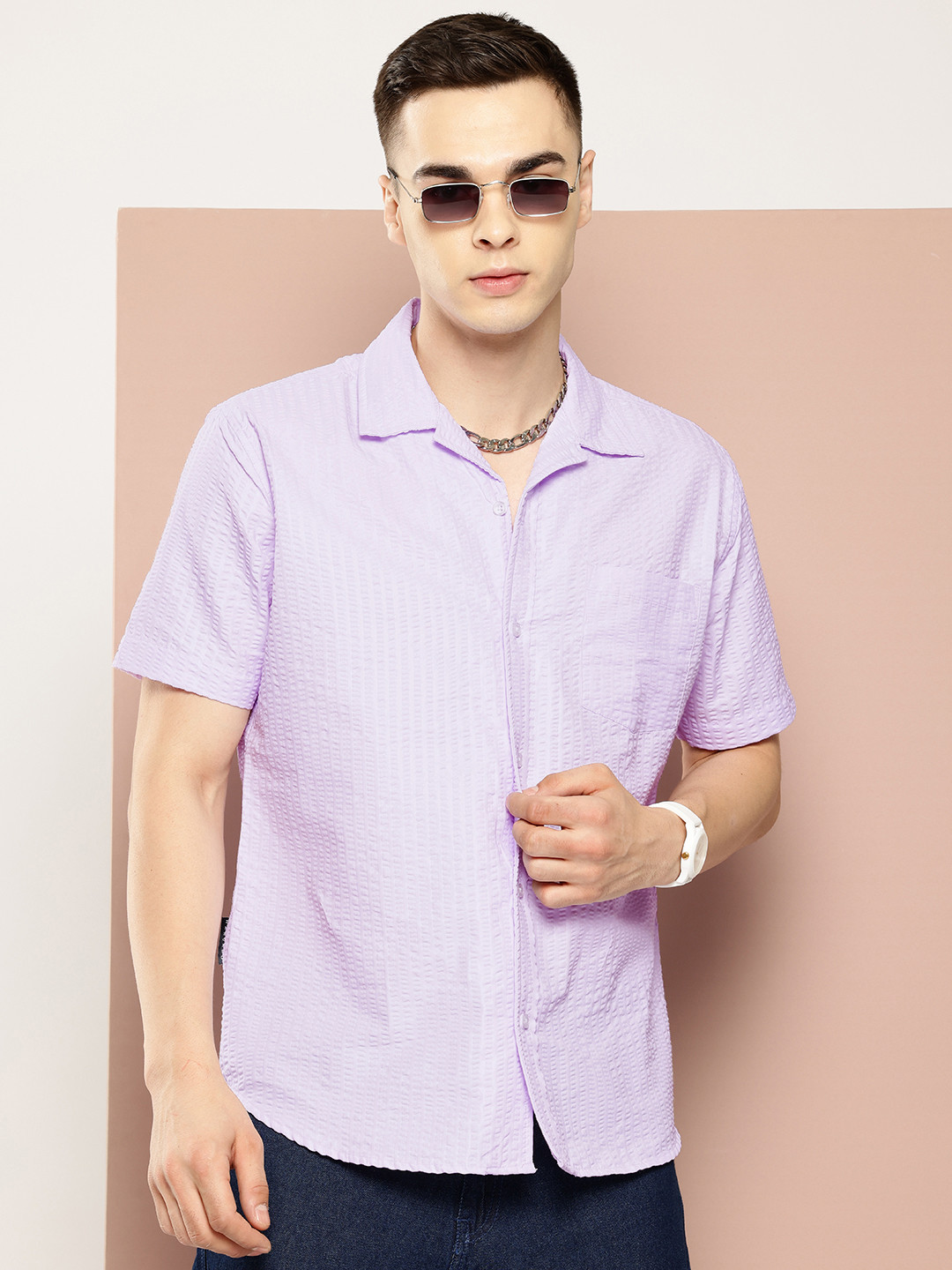 

Harvard Seersucker Shirt, Lavender