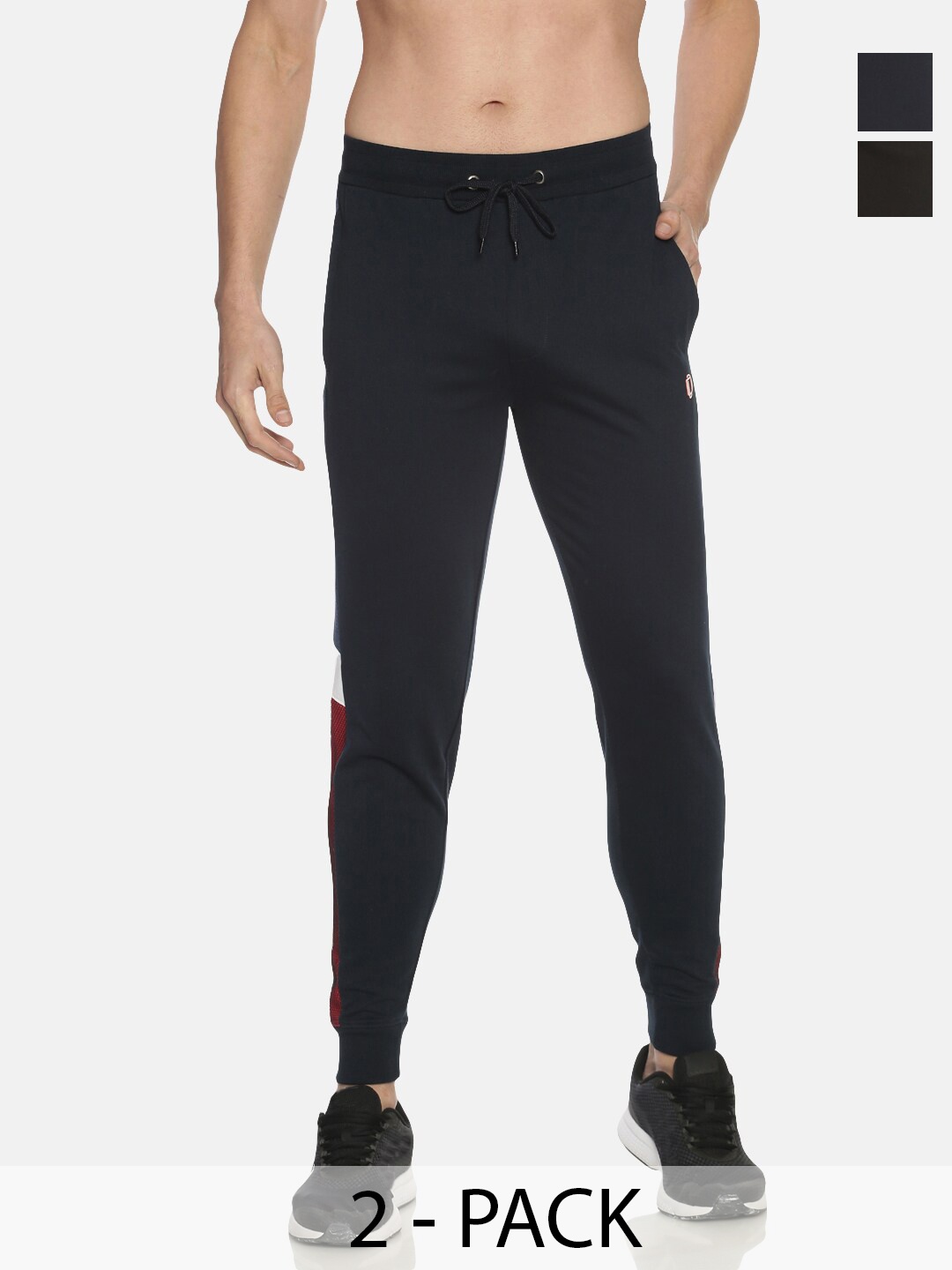 

Dollar Men Pack Of 2 Mid Rise Cotton Joggers, Navy blue