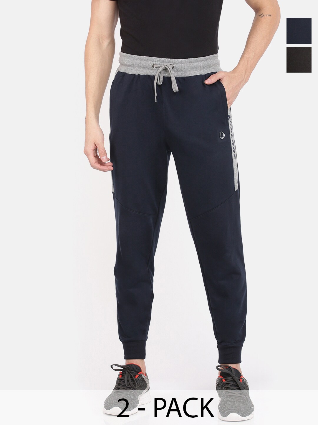 

Dollar Men Pack of 2 Men Cotton Mid-Rise Joggers, Blue