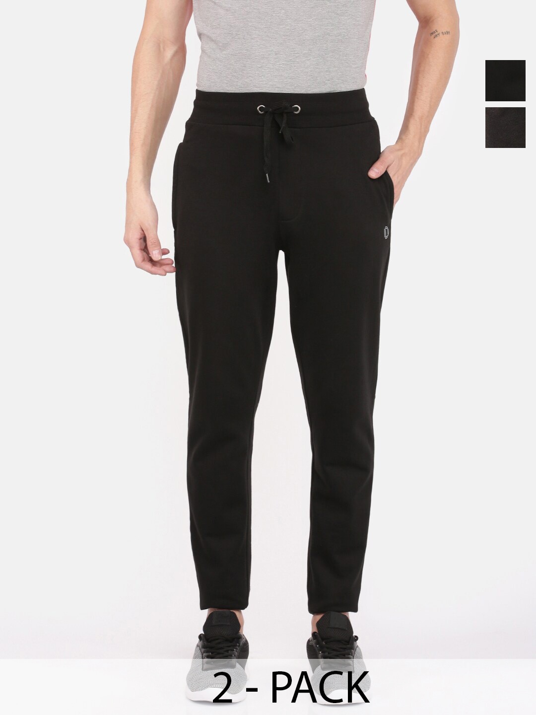 Dollar Men Pack Of 2 Cotton Track Pants, Black