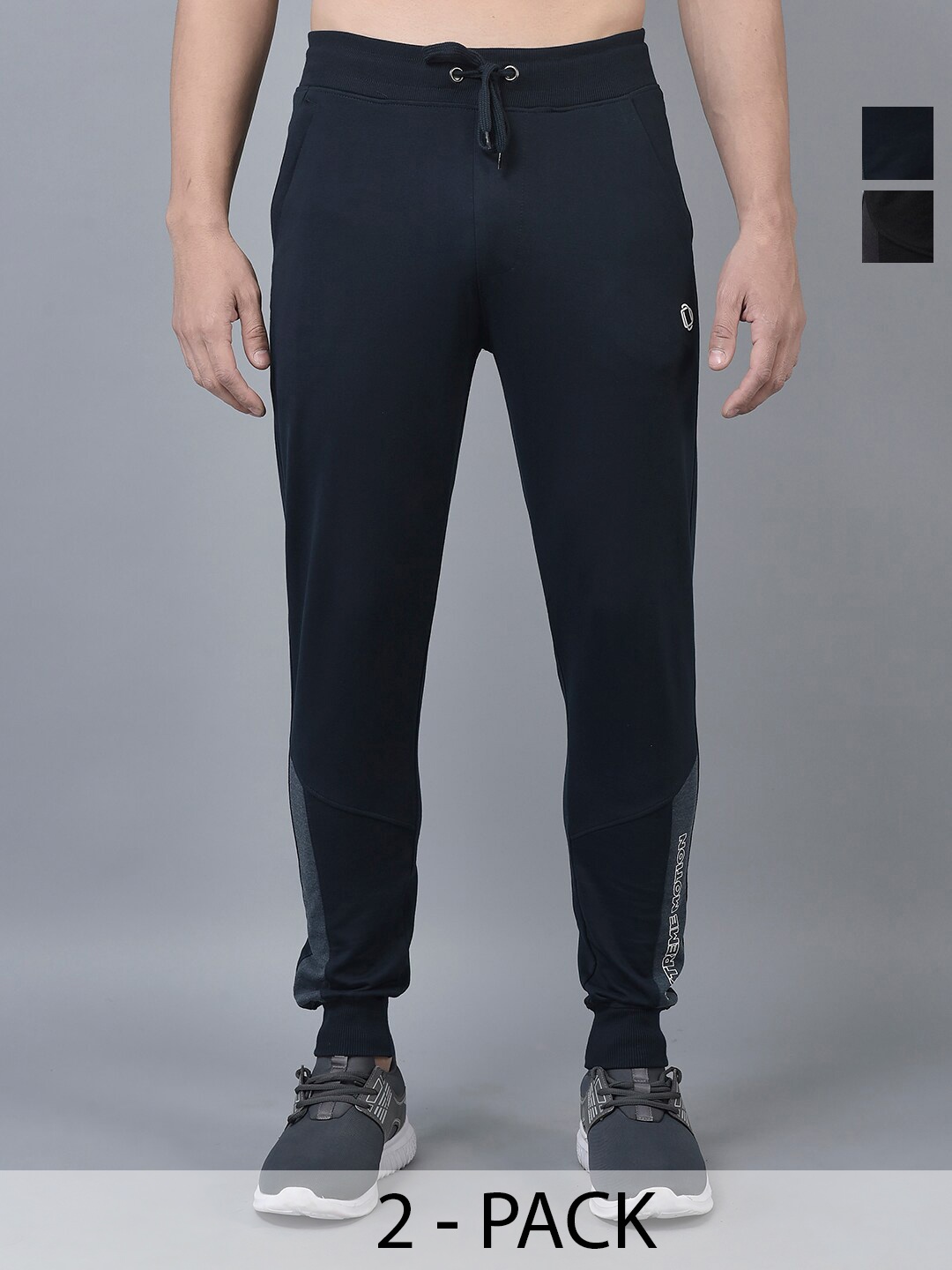 

Dollar Men Pack Of 2 Printed Cotton Joggers, Navy blue