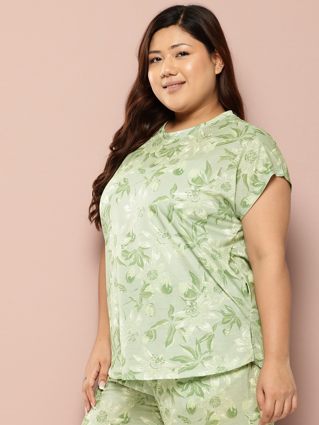 Sztori Floral Printed T-shirt, Green