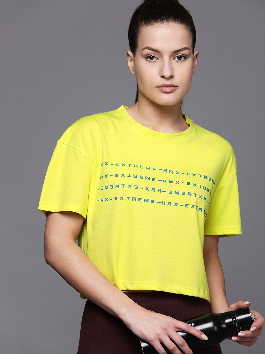 

HRX by Hrithik Roshan Printed Drop-Shoulder Sleeves Boxy Lifestyle T-shirt, Lime green