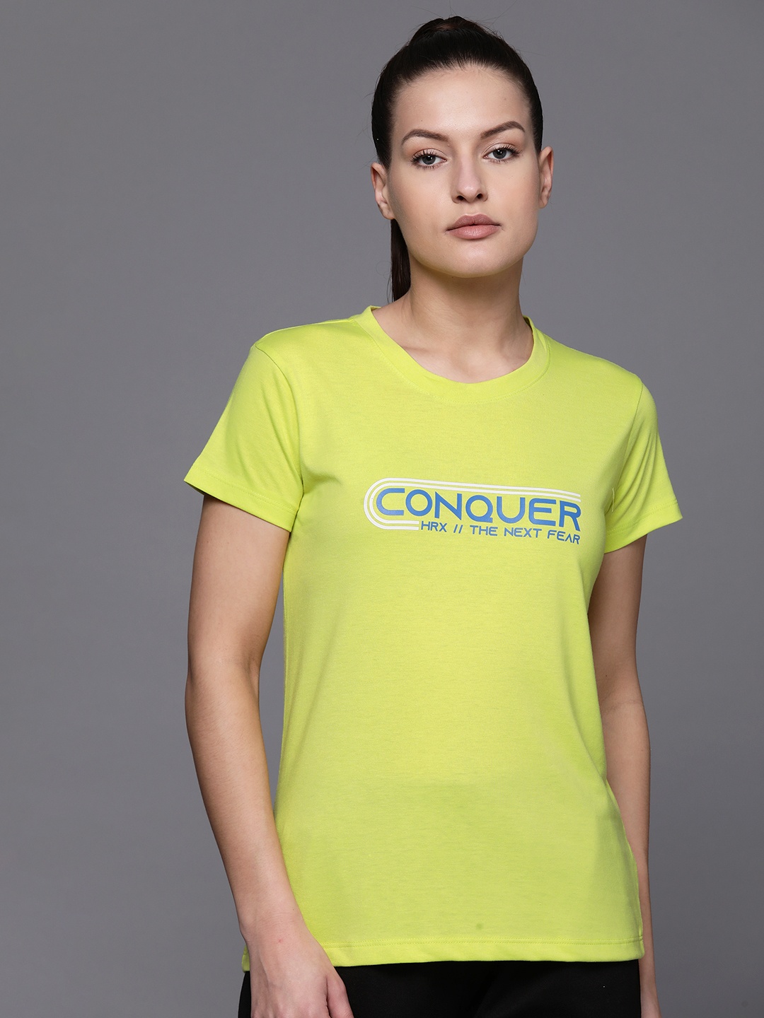 

HRX by Hrithik Roshan Typography Printed Lifestyle T-shirt, Lime green