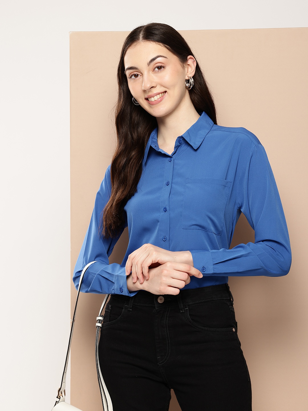 

encore by INVICTUS Spread Collar Casual Shirt, Blue