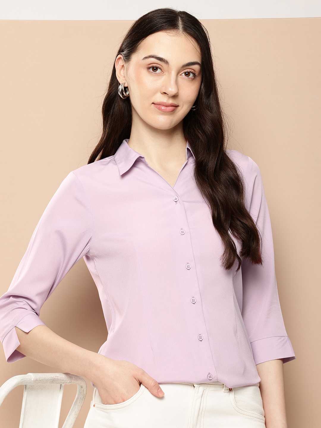 

encore by INVICTUS Spread Collar Casual Shirt, Lavender