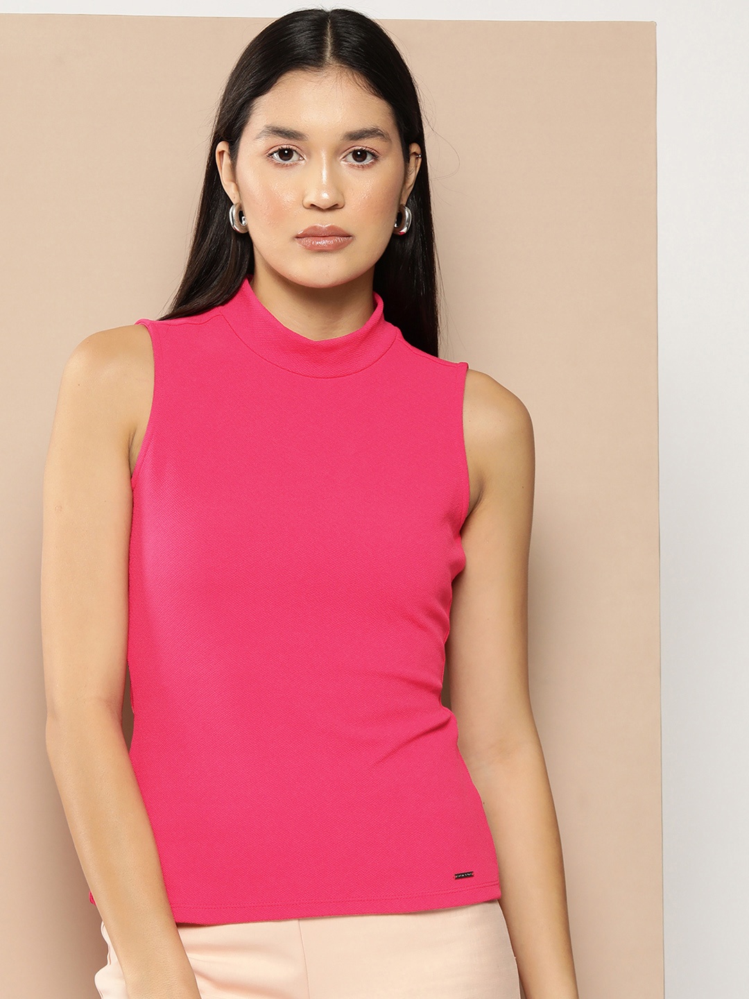 

Chemistry High Neck Sleeveless Top, Fuchsia