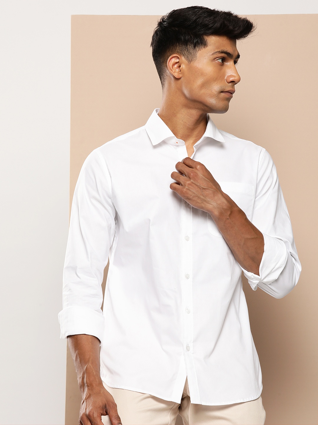 

INVICTUS Pure Cotton Slim Fit Casual Shirt, White