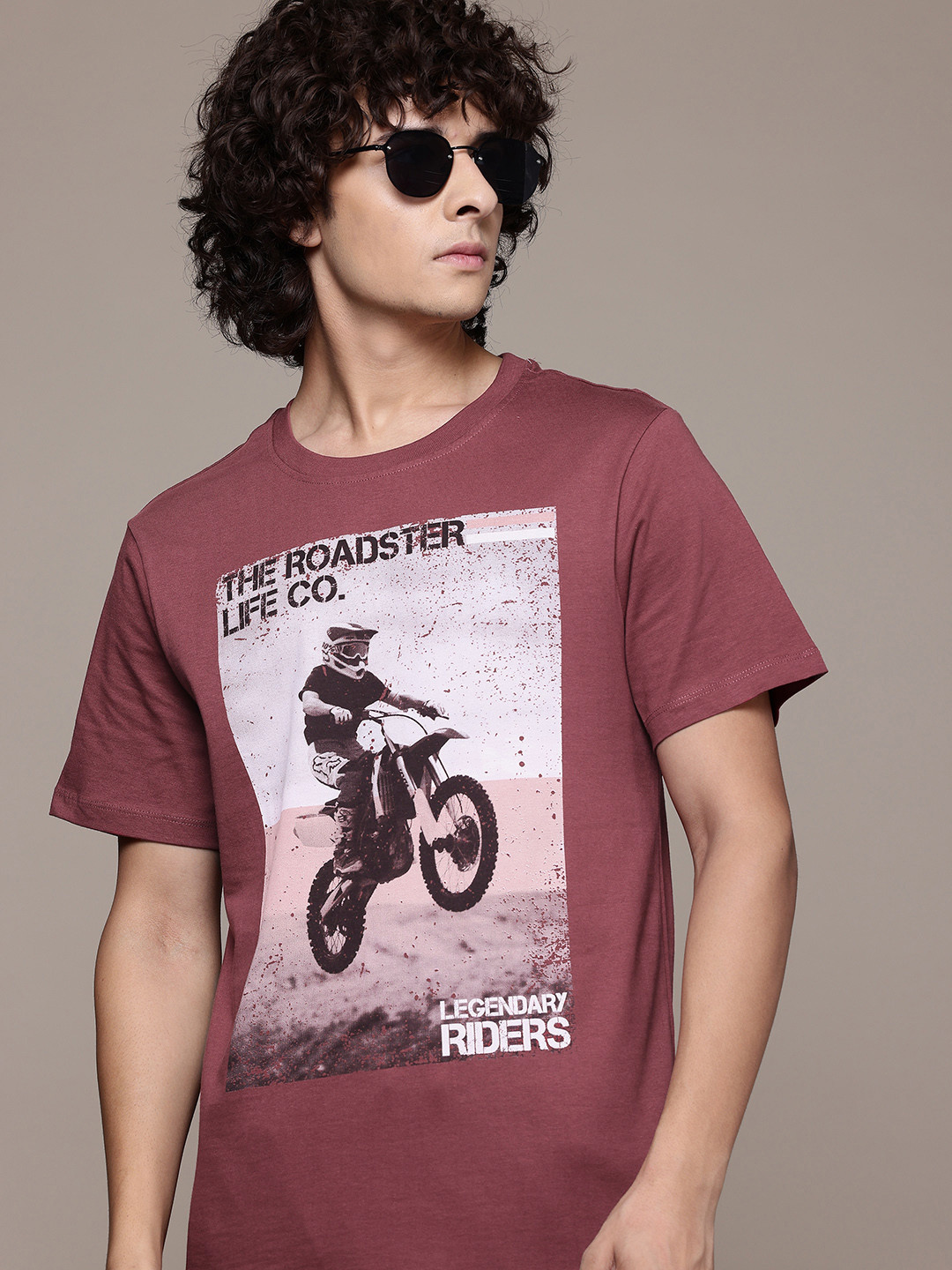 

The Roadster Lifestyle Co. Printed Pure Cotton T-shirt, Rust
