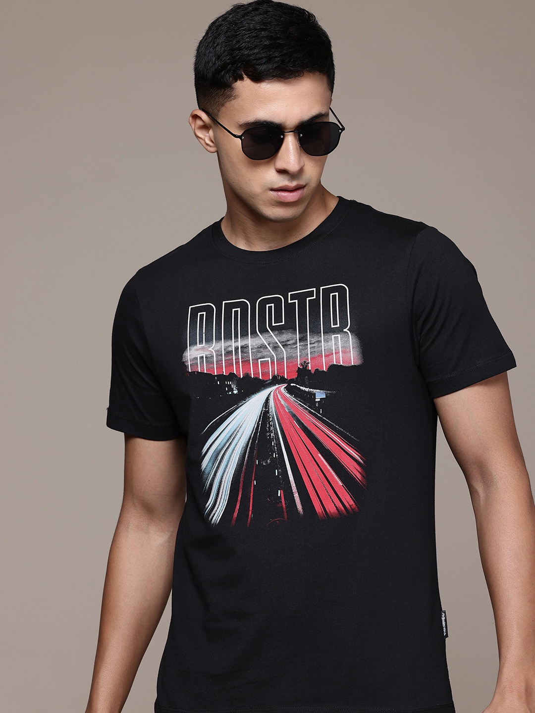 

The Roadster Lifestyle Co. Typography Printed Pure Cotton T-shirt, Black