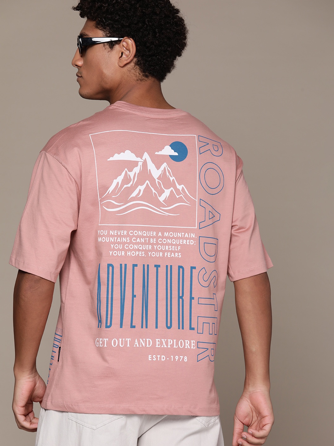 

The Roadster Lifestyle Co. Graphic Printed Pure Cotton T-shirt, Peach
