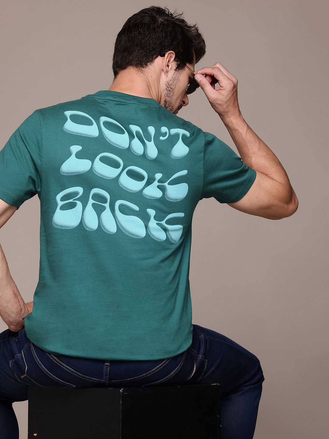

The Roadster Lifestyle Co. Men Typography Printed Pure Cotton T-shirt, Teal