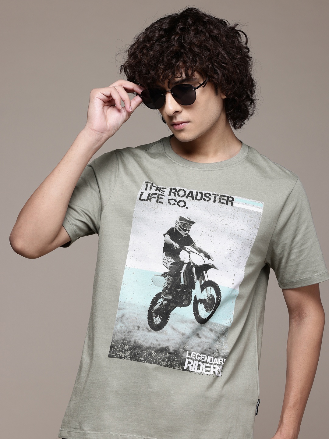 

The Roadster Lifestyle Co. Printed Pure Cotton T-shirt, Green