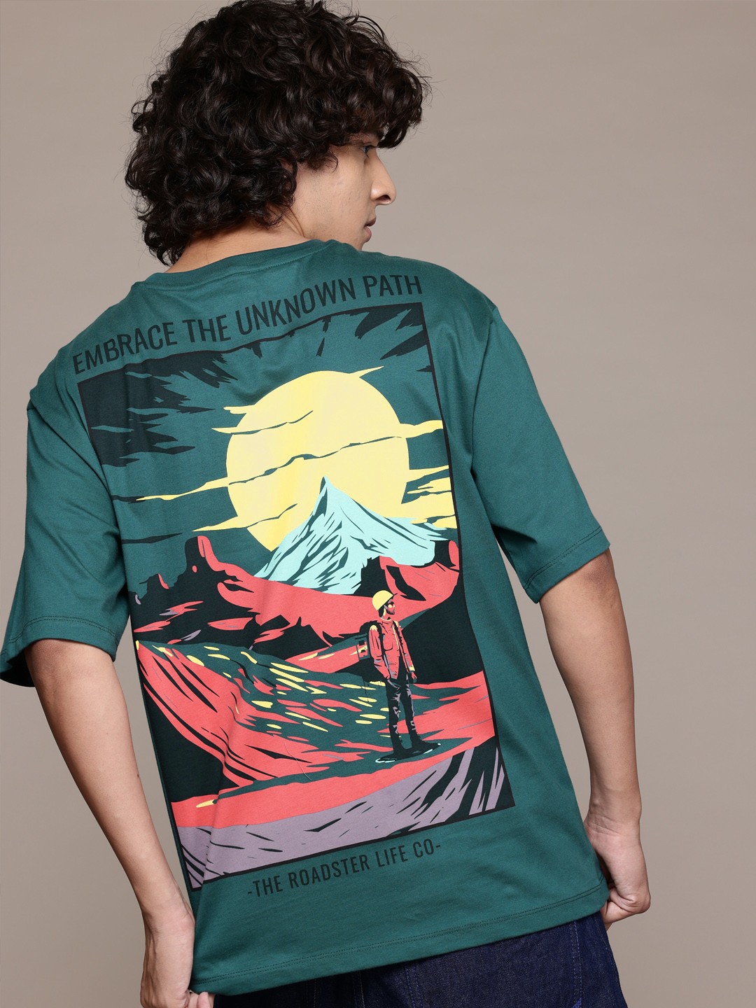

The Roadster Lifestyle Co. Men Printed Relaxed Fit Pure Cotton T-shirt, Teal