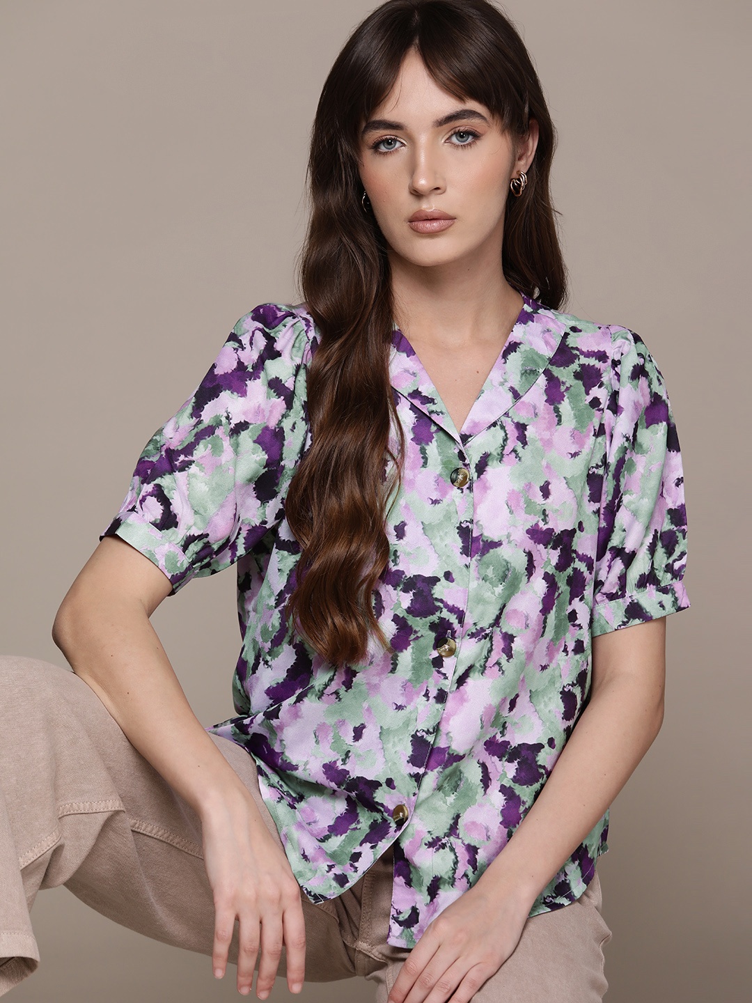 

The Roadster Lifestyle Co. Floral Print Shirt, Purple