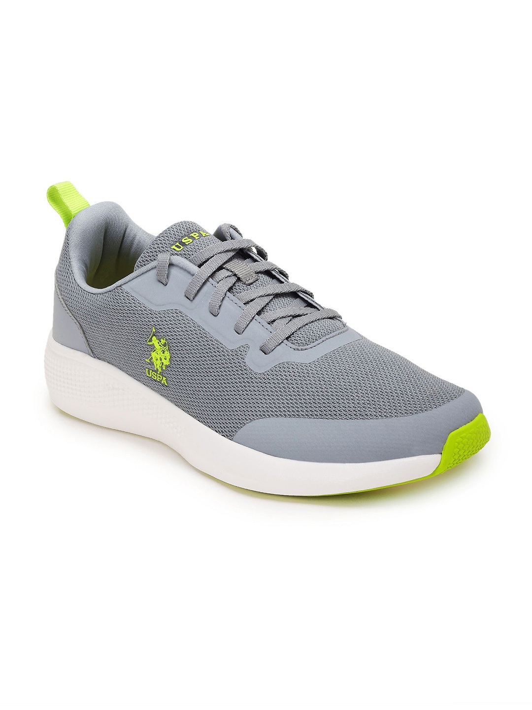 

U.S. Polo Assn. Men Textured Contrast Sole Lace-up Sneakers, Grey