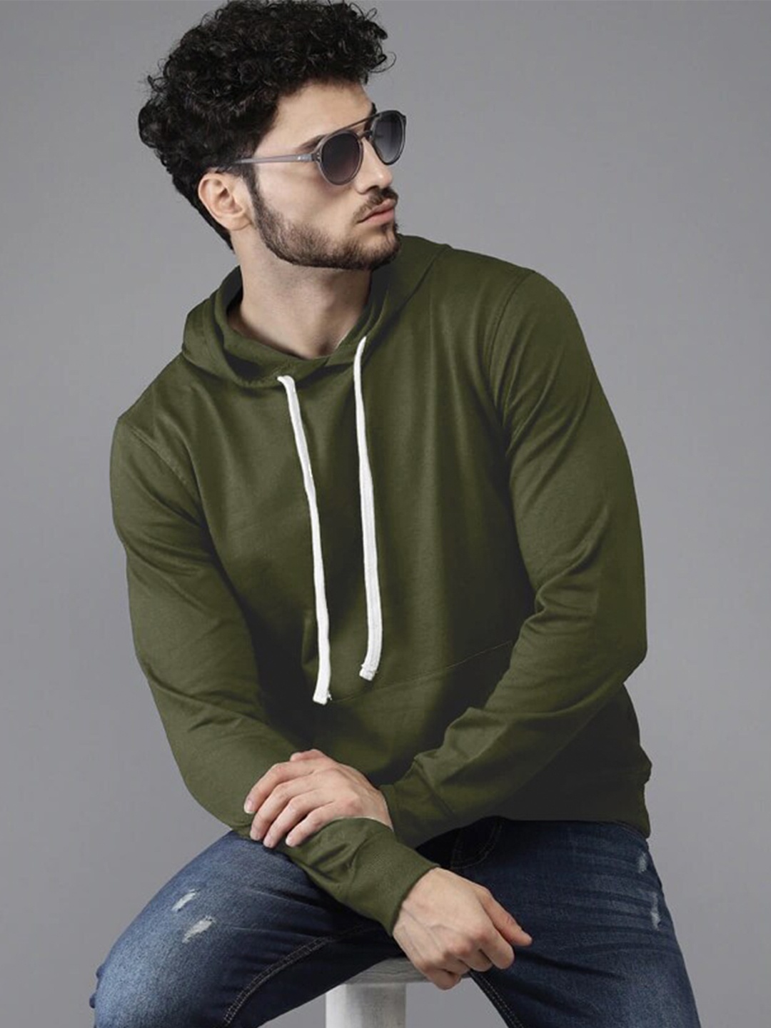 

Zombom Hooded Cotton Fleece Pullover, Green