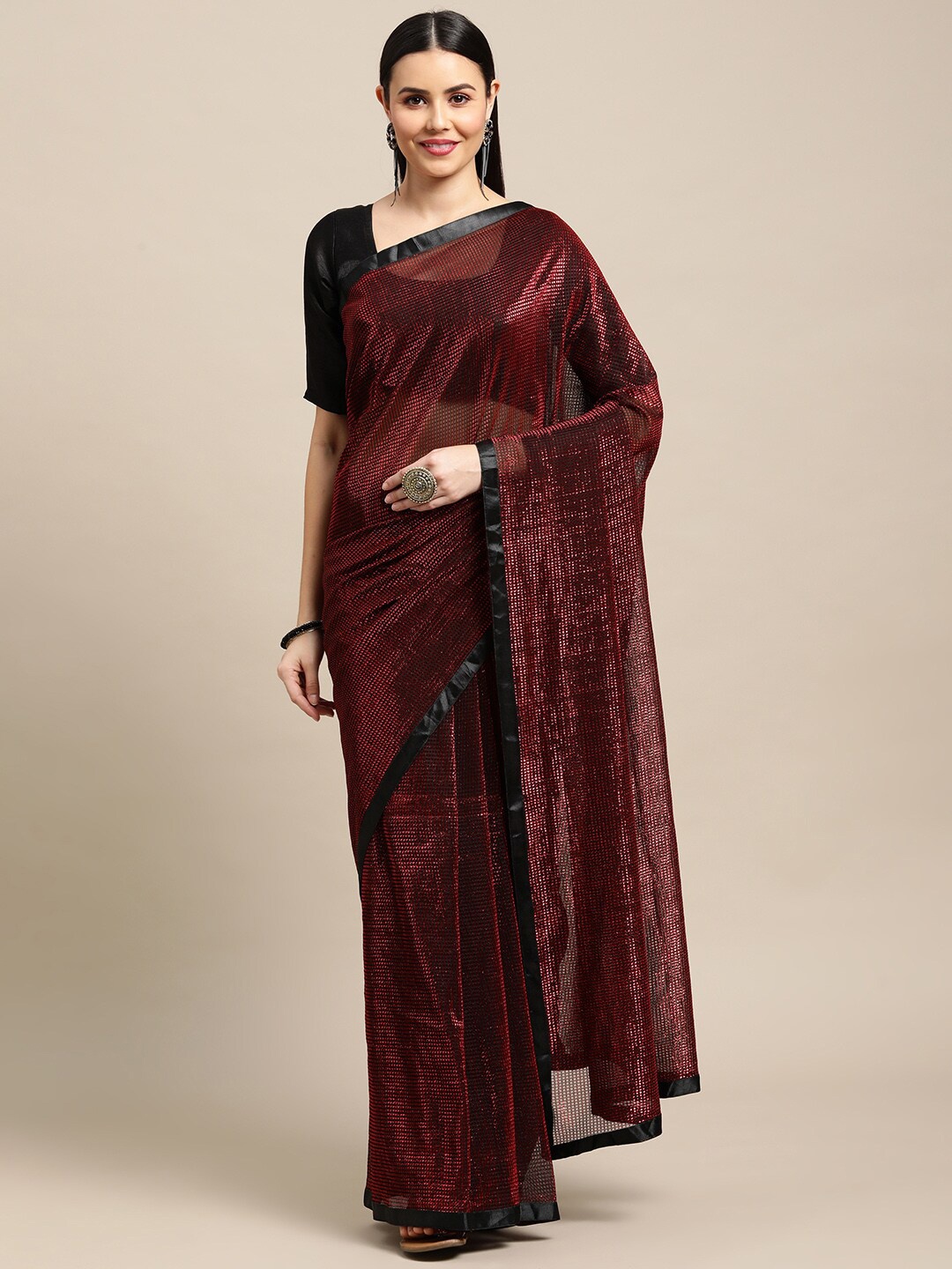 

Warthy Ent Embellished Saree, Maroon