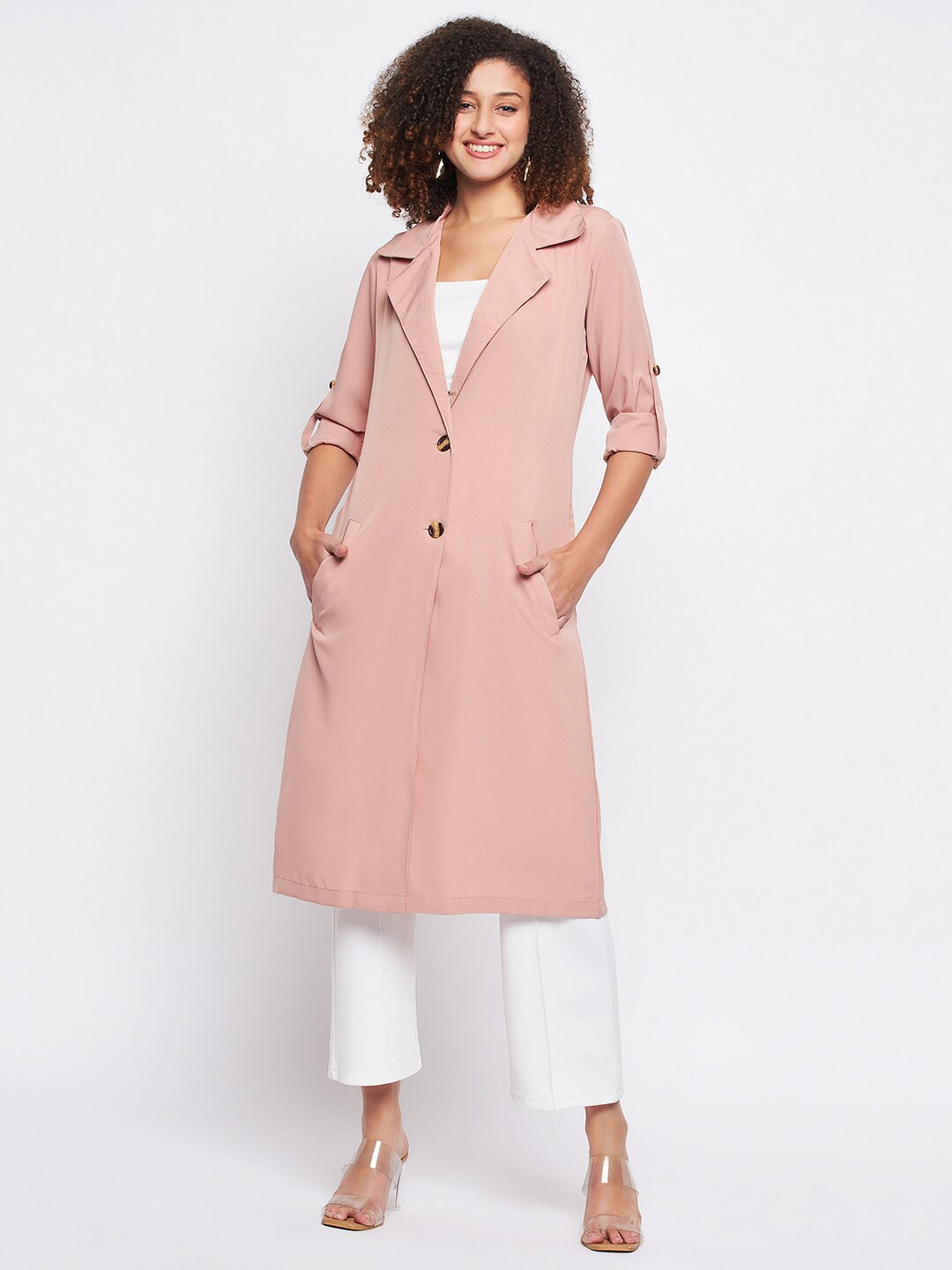 

Color Cocktail Longline Button Shrug, Pink