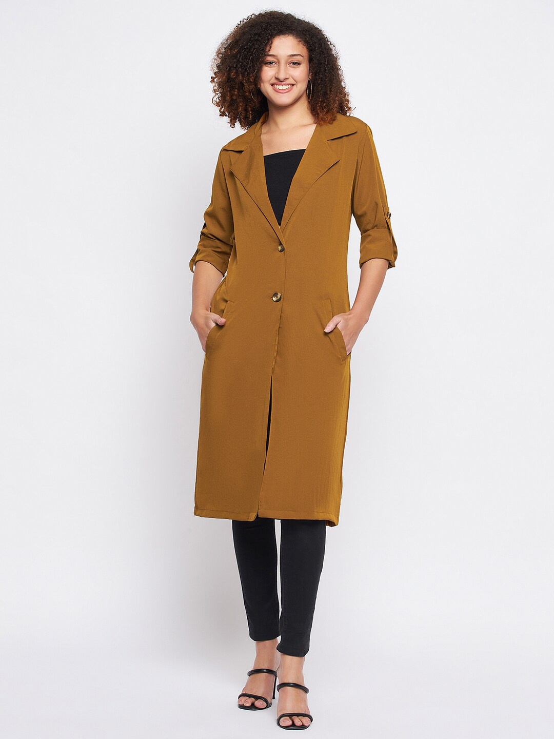 

Color Cocktail Longline Button Shrug, Khaki