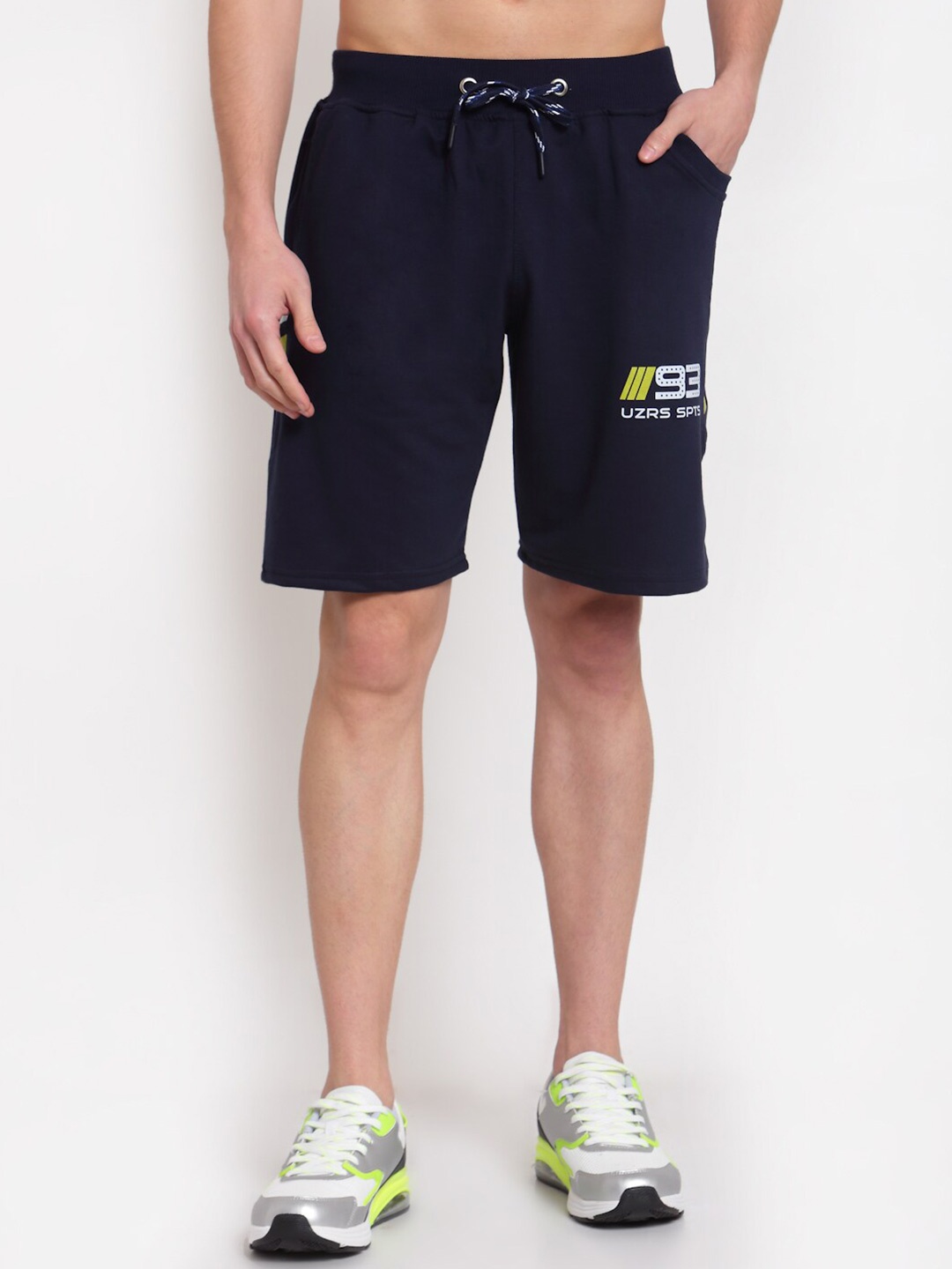 

UZARUS Men Printed Cotton Sports Shorts, Navy blue