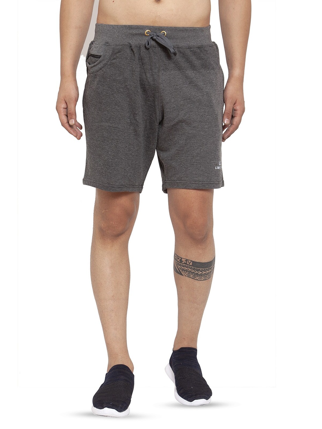 

UZARUS Men Cotton Regular Shorts, Grey melange