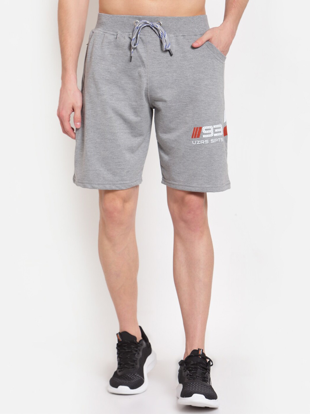 

UZARUS Men Printed Cotton Sports Shorts, Grey