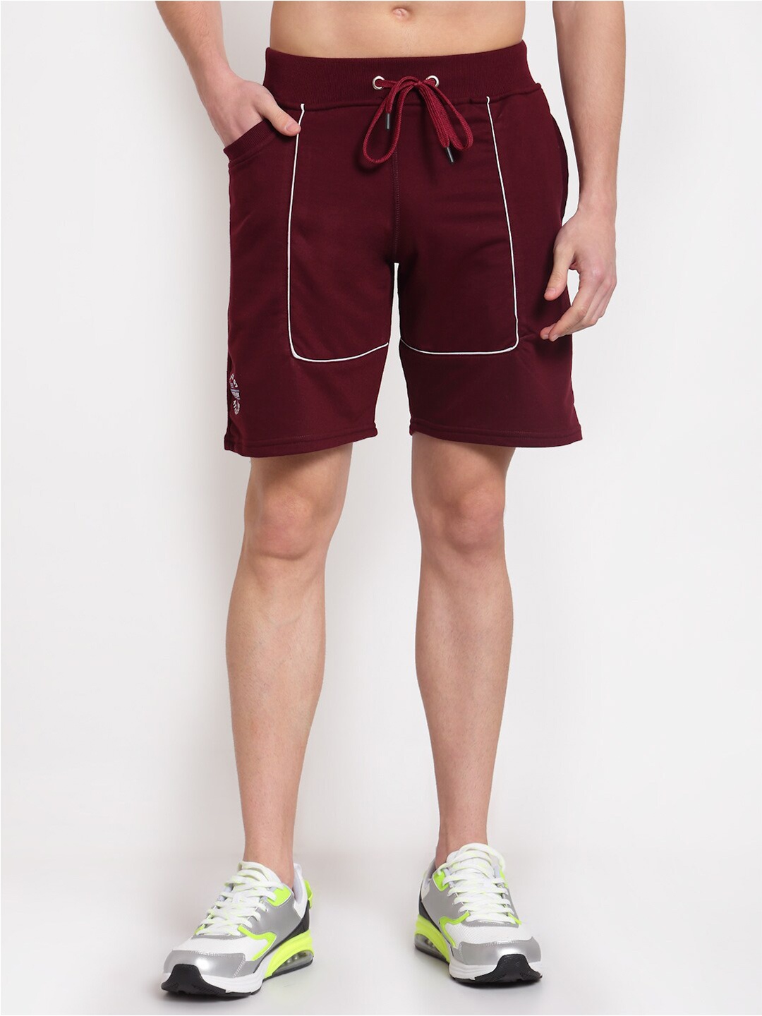 

UZARUS Men Cotton Sports Shorts, Burgundy