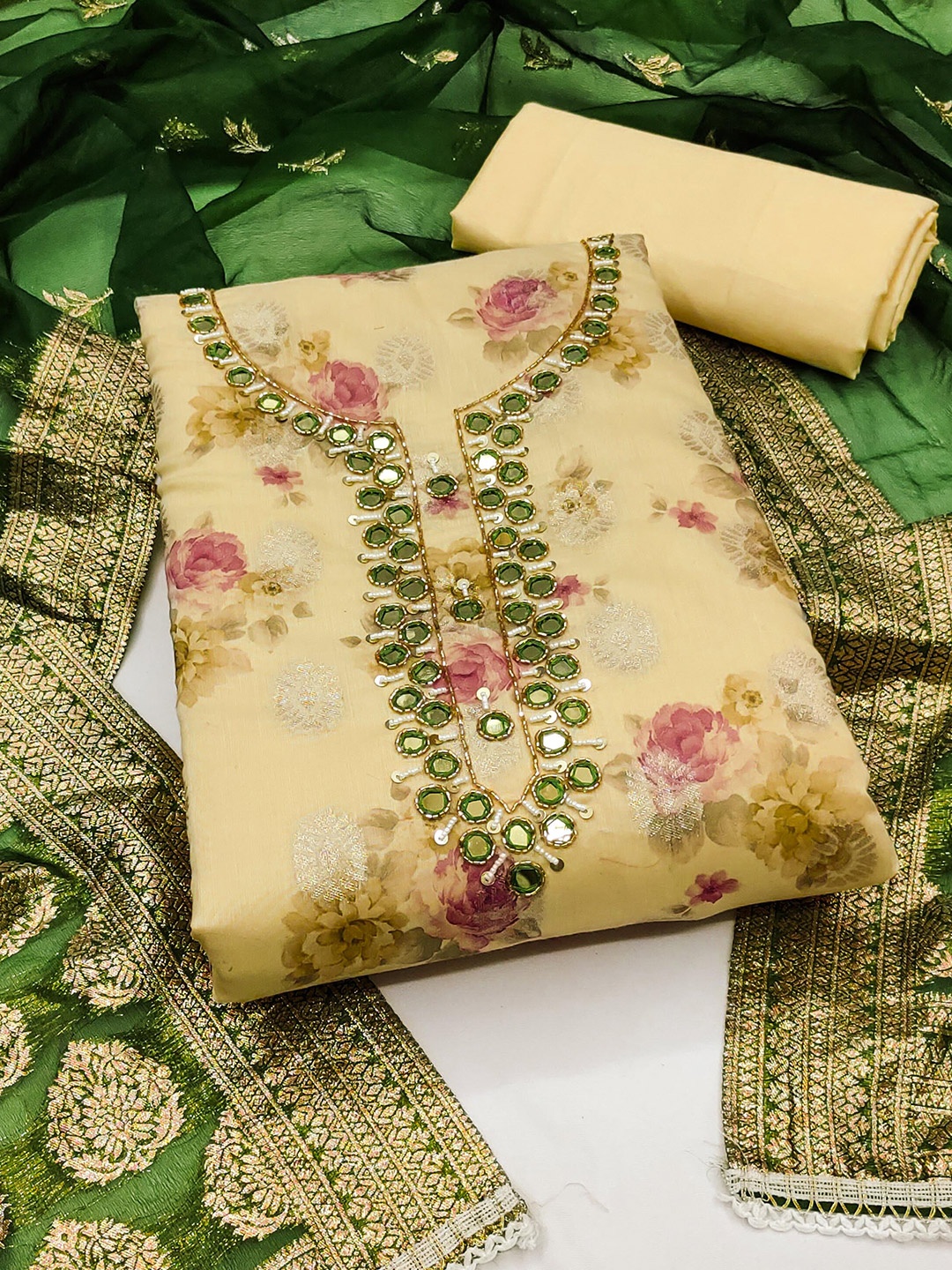 

KALINI Unstitched Dress Material, Yellow