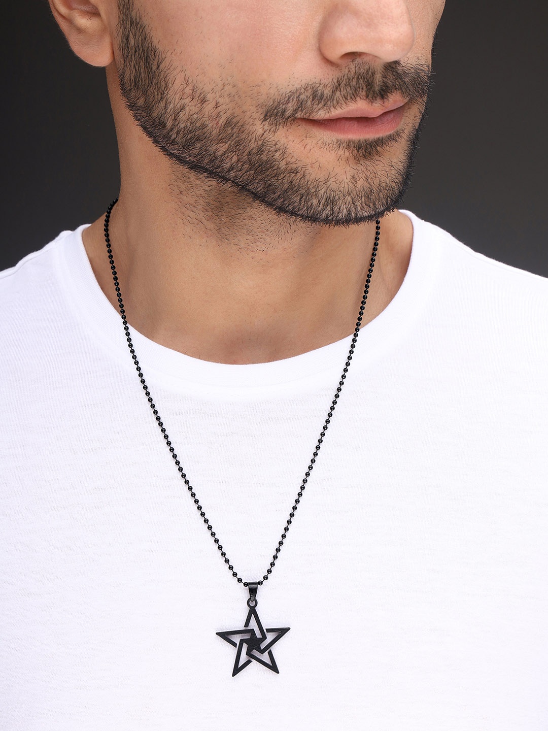 

Bold By Priyaasi Men Star Pendant Chain, Black