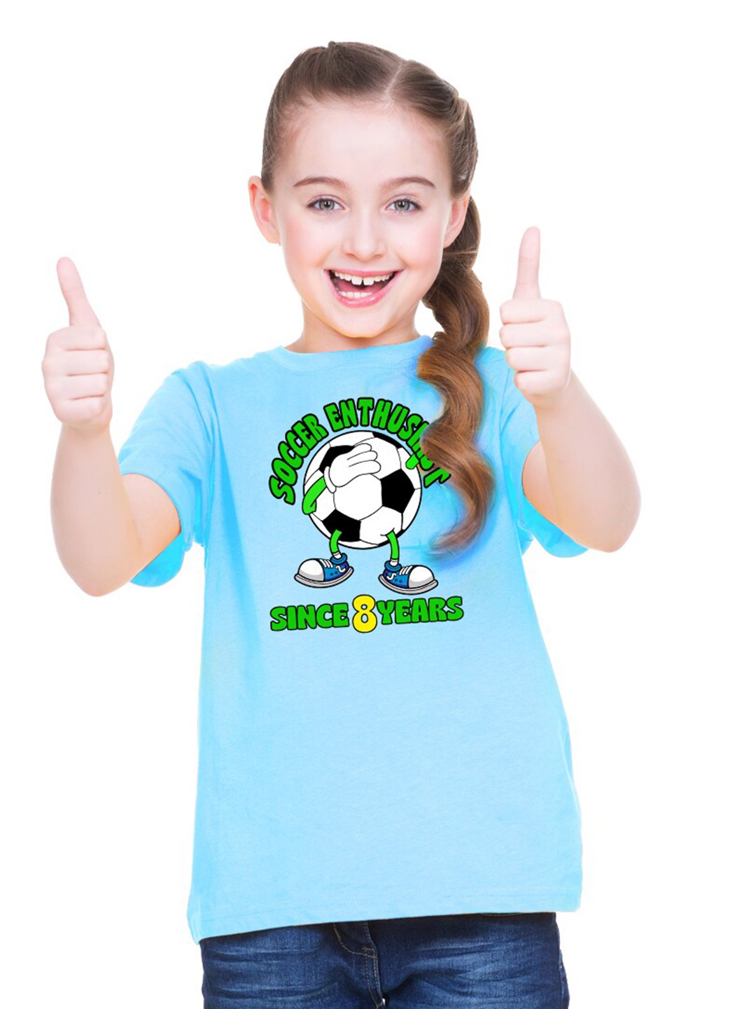 

BRATMA Girls Round Neck Short Sleeves Printed Causal Tshirt, Blue