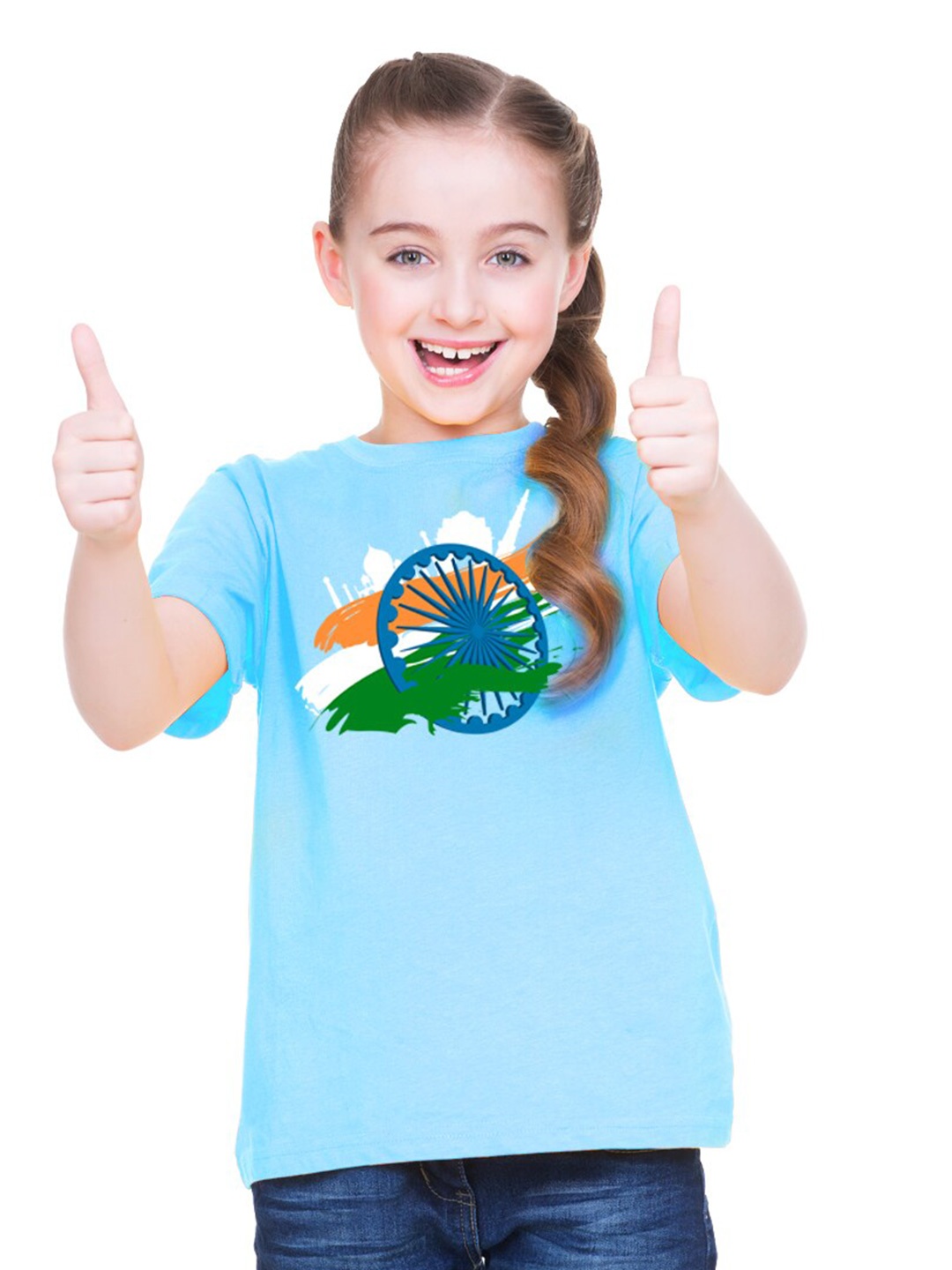 

BRATMA Girls Graphic Printed Round Neck Cotton Casual T-Shirt, Blue